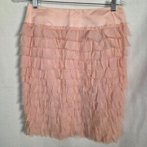 Vintage Gemma Kahng 100% Silk Pink Ruffle Skirt